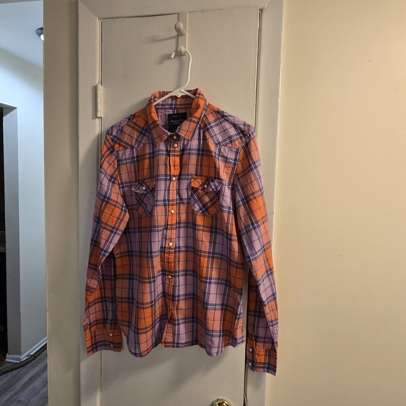 American Eagle Outfitter Plaid Snap Button Up Shirt  Size XL - Picture 7 of 9